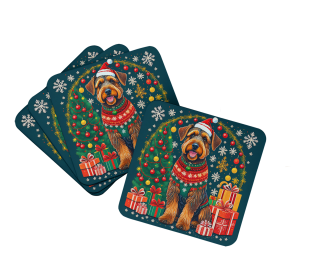 Enchanted Christmas Foam Coasters (Design: Airedale Terrier, size: 3.5)