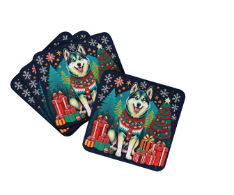 Enchanted Christmas Foam Coasters (Design: Alaskan Malamute, size: 3.5)