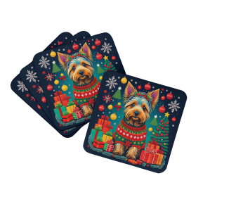 Enchanted Christmas Foam Coasters (Design: Australian Terrier, size: 3.5)