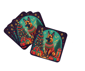Enchanted Christmas Foam Coasters (Design: Belgian Malinois, size: 3.5)