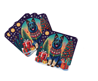 Enchanted Christmas Foam Coasters (Design: Belgian Sheepdog, size: 3.5)