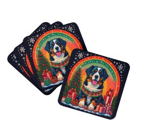 Enchanted Christmas Foam Coasters (Design: Bernese Mountain Dog, size: 3.5)