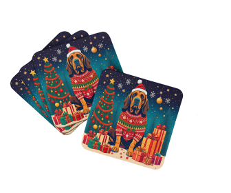 Enchanted Christmas Foam Coasters (Design: Bloodhound, size: 3.5)