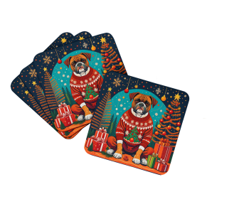 Enchanted Christmas Foam Coasters (Design: Boxer, size: 3.5)