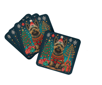 Enchanted Christmas Foam Coasters (Design: Cairn Terrier, size: 3.5)