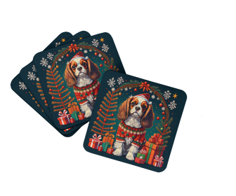 Enchanted Christmas Foam Coasters (Design: Cavalier King Charles Spaniel, size: 3.5)