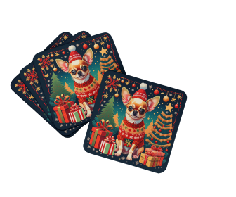 Enchanted Christmas Foam Coasters (Design: Chihuahua, size: 3.5)