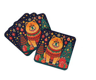 Enchanted Christmas Foam Coasters (Design: Chow Chow, size: 3.5)
