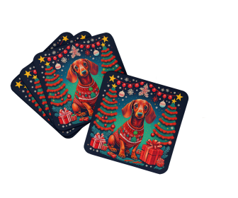 Enchanted Christmas Foam Coasters (Design: Dachshund, size: 3.5)