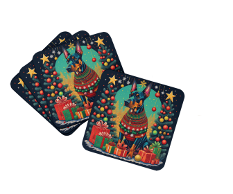 Enchanted Christmas Foam Coasters (Design: Doberman Pinscher, size: 3.5)