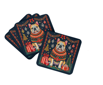 Enchanted Christmas Foam Coasters (Design: English Bulldog 1122, size: 3.5)