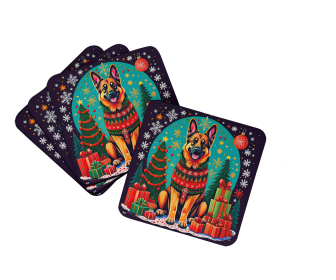 Enchanted Christmas Foam Coasters (Design: German Shepherd, size: 3.5)