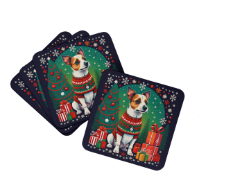 Enchanted Christmas Foam Coasters (Design: Jack Russell Terrier, size: 3.5)