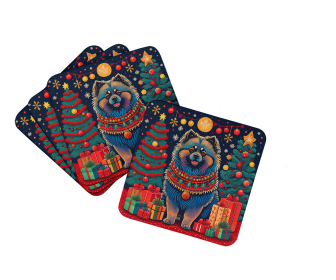 Enchanted Christmas Foam Coasters (Design: Keeshond, size: 3.5)