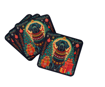 Enchanted Christmas Foam Coasters (Design: Labrador Retriever Black, size: 3.5)
