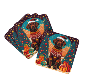 Enchanted Christmas Foam Coasters (Design: Labrador Retriever Chocolate, size: 3.5)