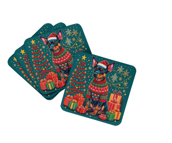 Enchanted Christmas Foam Coasters (Design: Miniature Pinscher, size: 3.5)