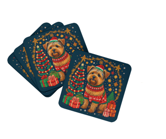 Enchanted Christmas Foam Coasters (Design: Norfolk Terrier, size: 3.5)