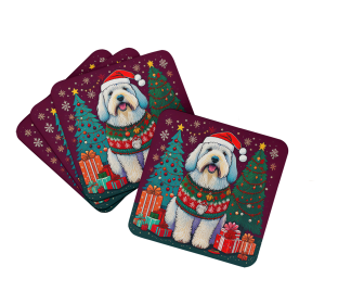 Enchanted Christmas Foam Coasters (Design: Old English Sheepdog, size: 3.5)