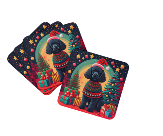 Enchanted Christmas Foam Coasters (Design: Poodle Black, size: 3.5)