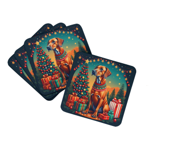 Enchanted Christmas Foam Coasters (Design: Rhodesian Ridgeback, size: 3.5)