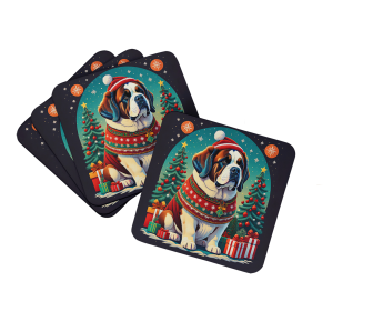 Enchanted Christmas Foam Coasters (Design: Saint Bernard, size: 3.5)