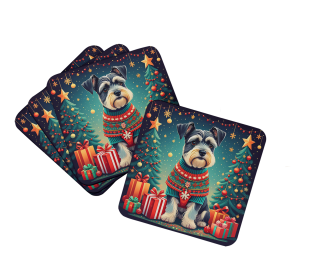 Enchanted Christmas Foam Coasters (Design: Schnauzer, size: 3.5)