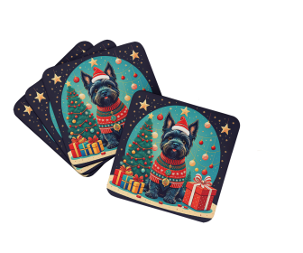 Enchanted Christmas Foam Coasters (Design: Scottish Terrier, size: 3.5)