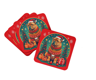 Enchanted Christmas Foam Coasters (Design: Shar Pei, size: 3.5)