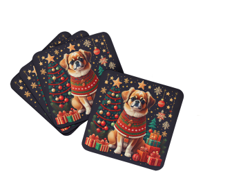 Enchanted Christmas Foam Coasters (Design: Tibetan Spaniel, size: 3.5)