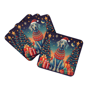 Enchanted Christmas Foam Coasters (Design: Weimaraner, size: 3.5)