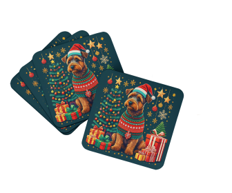 Enchanted Christmas Foam Coasters (Design: Welsh Terrier, size: 3.5)