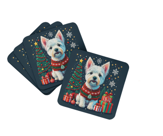 Enchanted Christmas Foam Coasters (Design: West Highland White Terrier, size: 3.5)