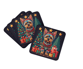 Enchanted Christmas Foam Coasters (Design: Yorkshire Terrier, size: 3.5)
