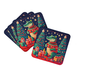 Animal Christmas Foam Coasters (Design: Alligator, size: 3.5)