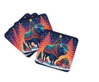 Animal Christmas Foam Coasters (Design: Buffalo 1170, size: 3.5)