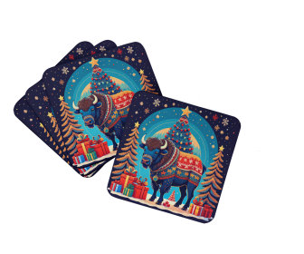Animal Christmas Foam Coasters (Design: Buffalo 1171, size: 3.5)