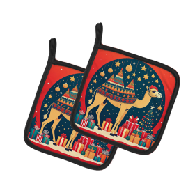 Animal Christmas Pair of Pot Holders (Design: Camel 1172, size: 7.5HX7.5W)