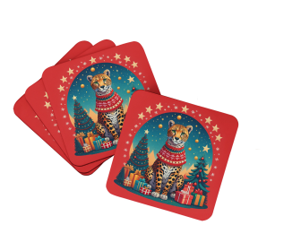 Animal Christmas Foam Coasters (Design: Cheetah 1175, size: 3.5)