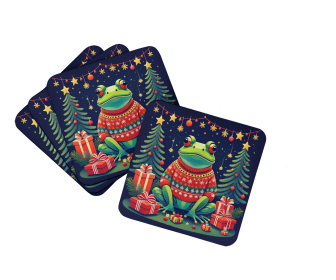 Animal Christmas Foam Coasters (Design: Frog 1179, size: 3.5)