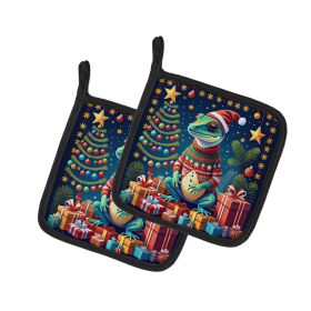 Animal Christmas Pair of Pot Holders (Design: Gecko 1180, size: 7.5HX7.5W)