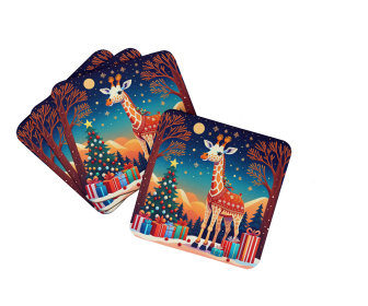Animal Christmas Foam Coasters (Design: Giraffe 1181, size: 3.5)