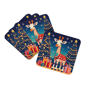 Animal Christmas Foam Coasters (Design: Giraffe 1182, size: 3.5)