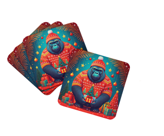 Animal Christmas Foam Coasters (Design: Gorilla 1183, size: 3.5)