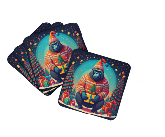 Animal Christmas Foam Coasters (Design: Gorilla 1184, size: 3.5)