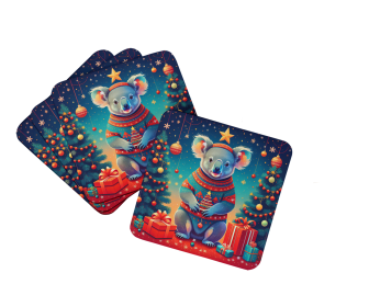 Animal Christmas Foam Coasters (Design: Koala 1187, size: 3.5)