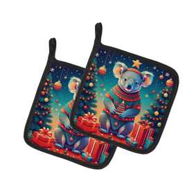 Animal Christmas Pair of Pot Holders (Design: Koala 1187, size: 7.5HX7.5W)