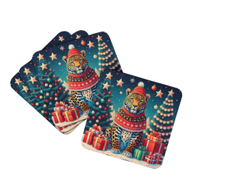 Animal Christmas Foam Coasters (Design: Leopard 1188, size: 3.5)