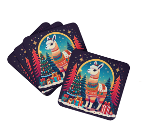 Animal Christmas Foam Coasters (Design: Llama 1192, size: 3.5)