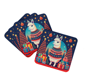 Animal Christmas Foam Coasters (Design: Llama 1193, size: 3.5)